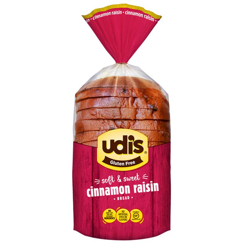 Udi's Gluten Free Cinnamon Raisin Bread, Frozen