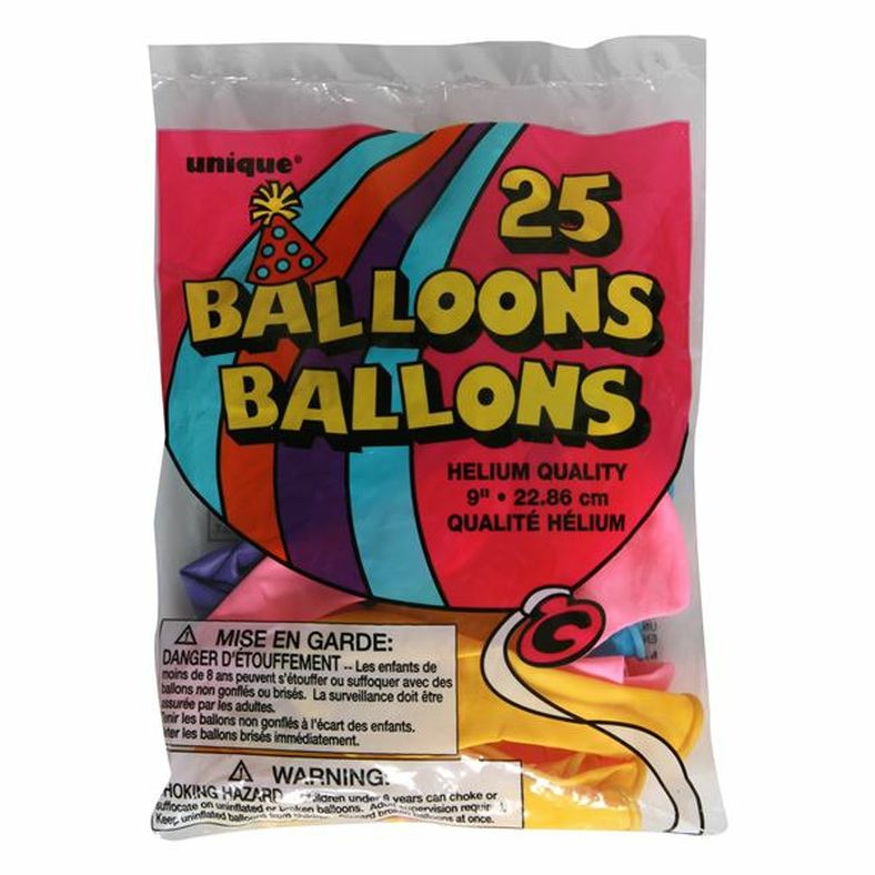 Unique 9" Assorted Latex Balloons