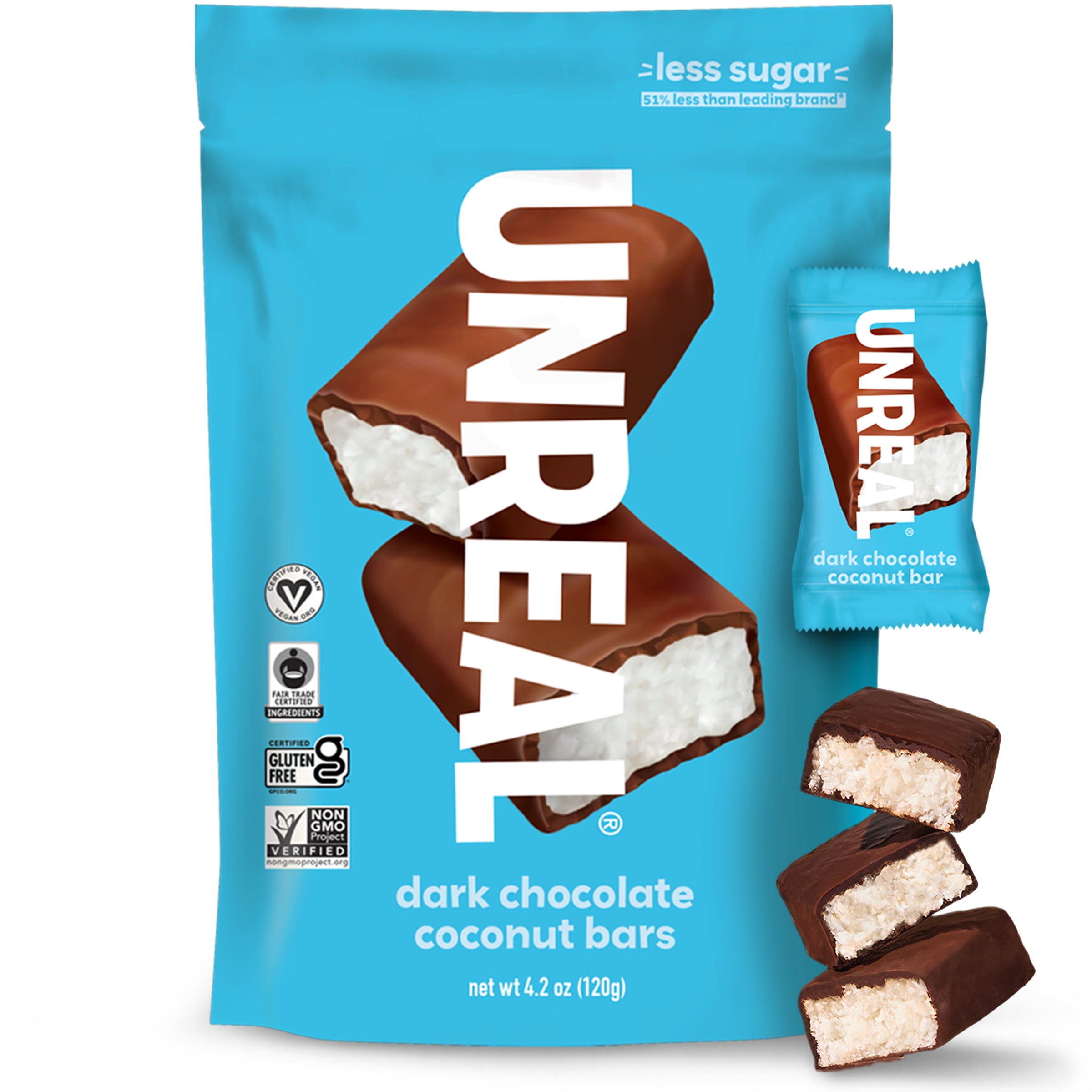 Unreal Dark Chocolate Coconut Bars, 4.2 oz Gluten Free
