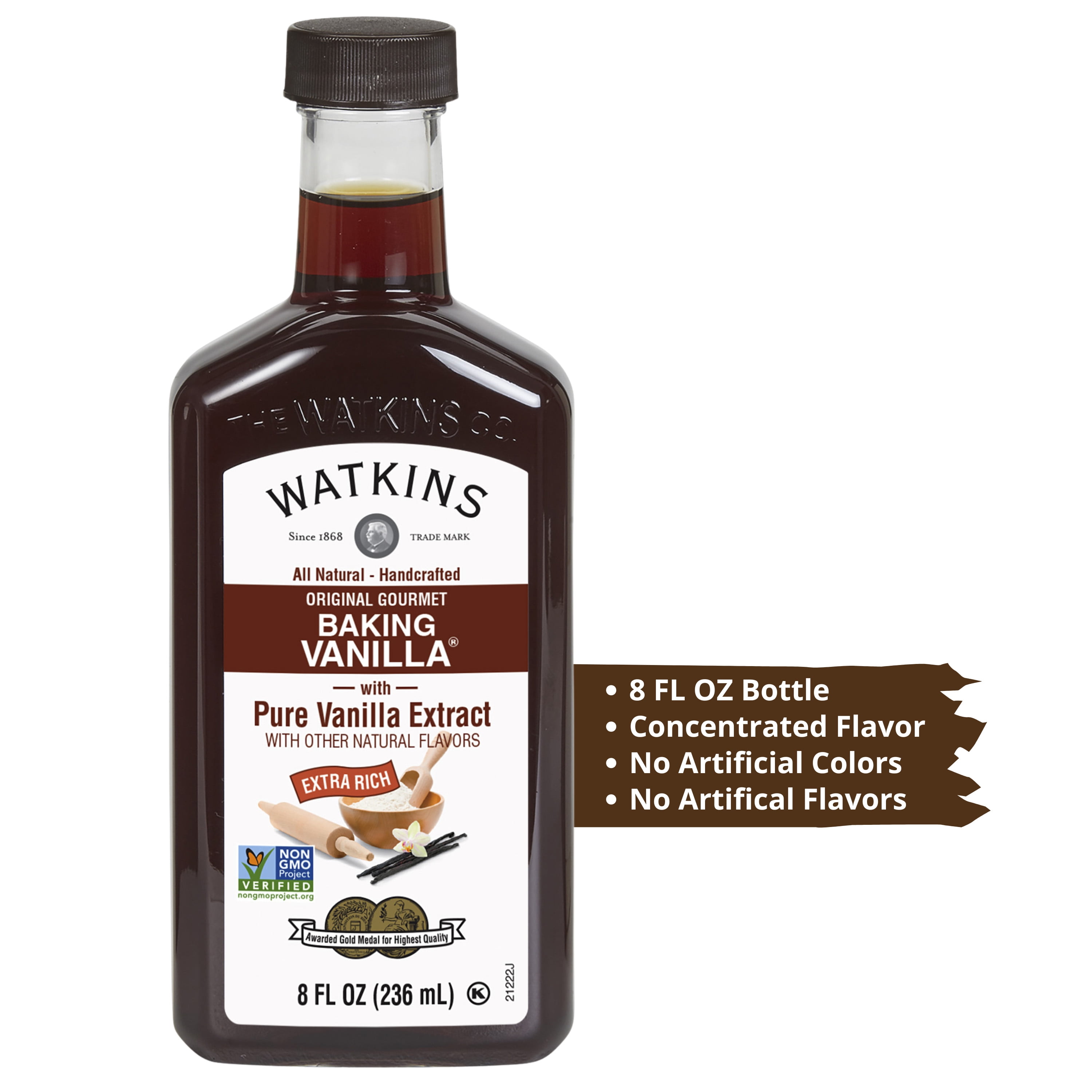 Watkins Original Gourmet Baking Vanilla, 8 fl oz  Rich Vanilla Flavor for Everyday Baking & Desserts