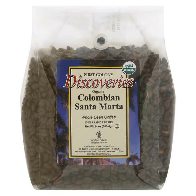 White Coffee Coffee, Whole Bean, Colombian Santa Marta, Organic