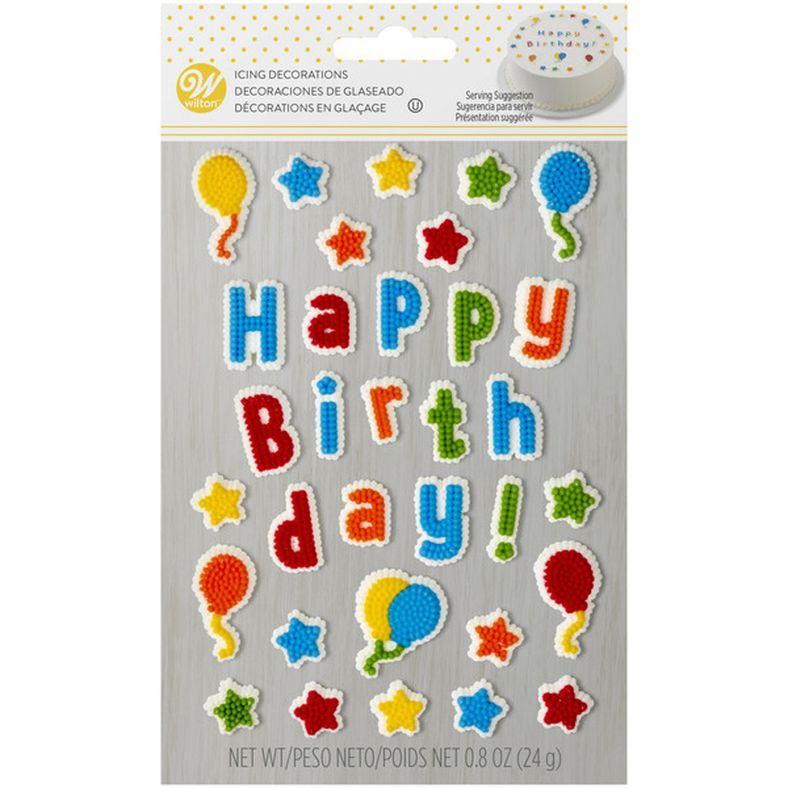 Wilton Happy Birthday Icing Decorations, 0.8 oz.