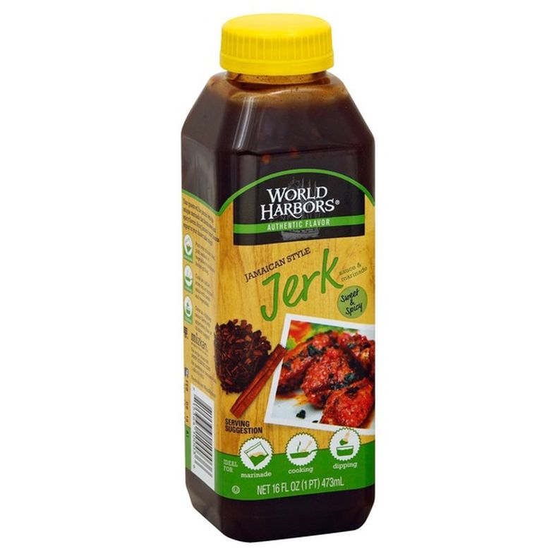 World Harbors Sauce & Marinade, Jerk, Sweet & Spicy, Jamaican Style