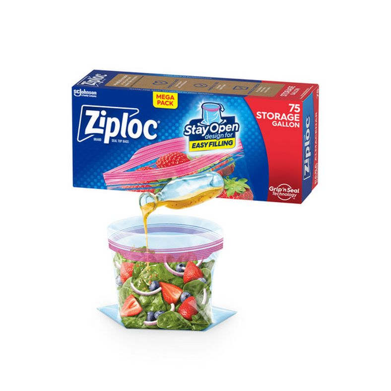 Ziploc Storage Bags with Stay Open Design for Easy Filling