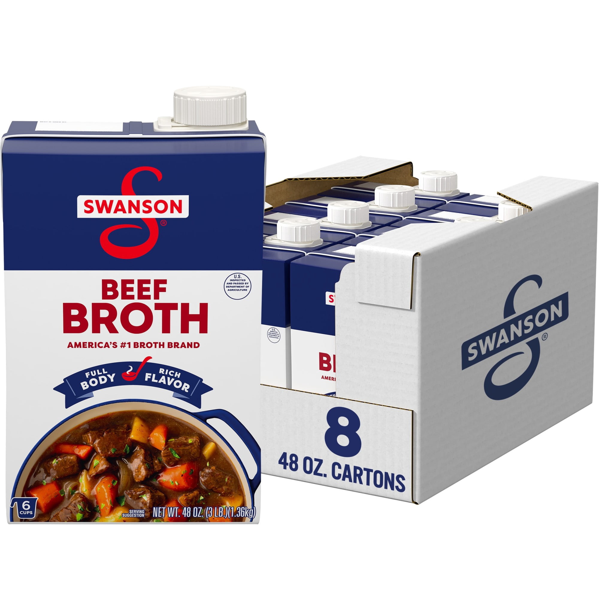 (8 pack) Swanson Beef Broth, 48 oz Carton - StoresGo