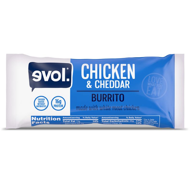EVOL Chicken and Cheddar Burrito, Frozen Meal - StoresGo