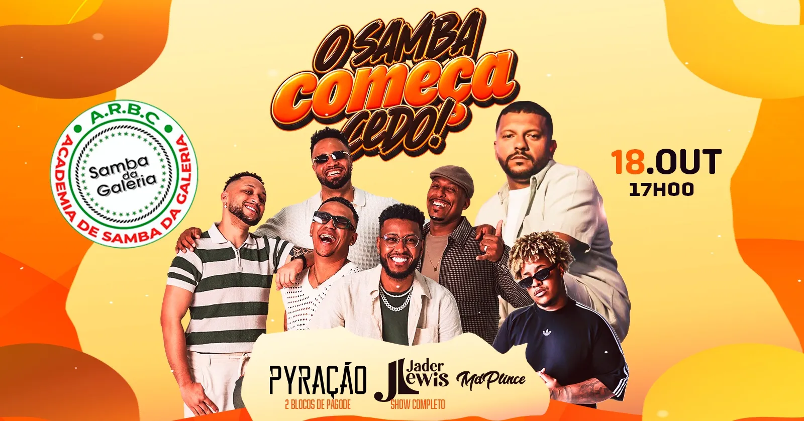 Capa do evento Domingo (18.10) Pyração e Jader Lewis