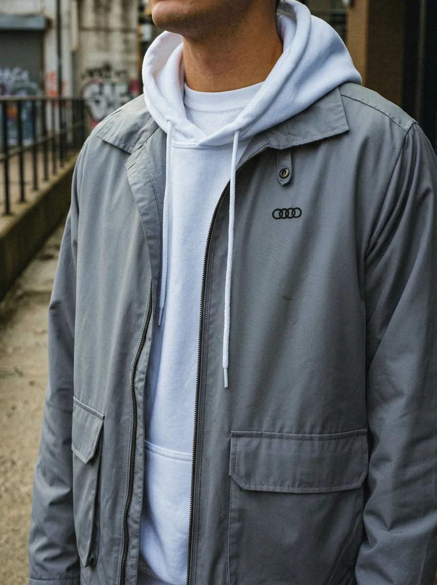 아우디 에센셜 로고 해링턴 집업 자켓