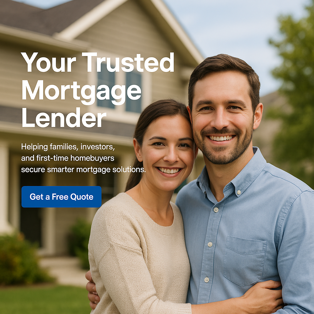 Happy couple in front of new home that Kirill Ayzenberg helped with mortgage lending