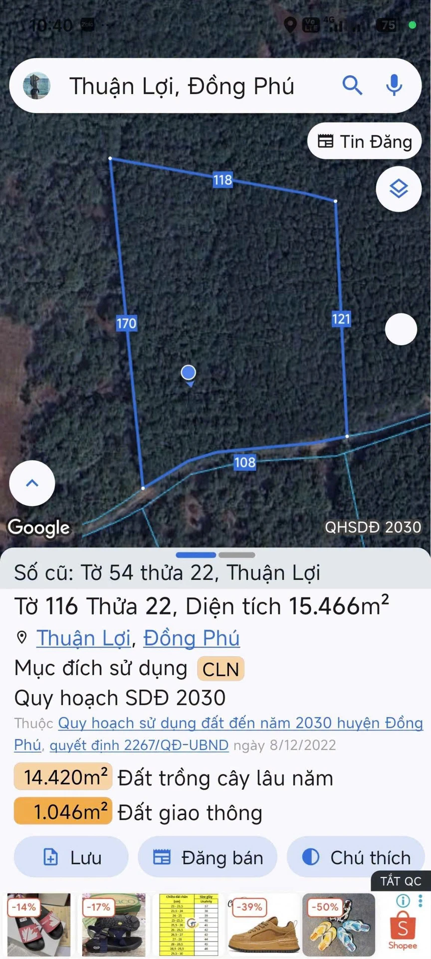Bán đất 1ha55 mặt tiền 110m Đông Phú, Bình Phước 3 tỷ 350 - Ảnh 1