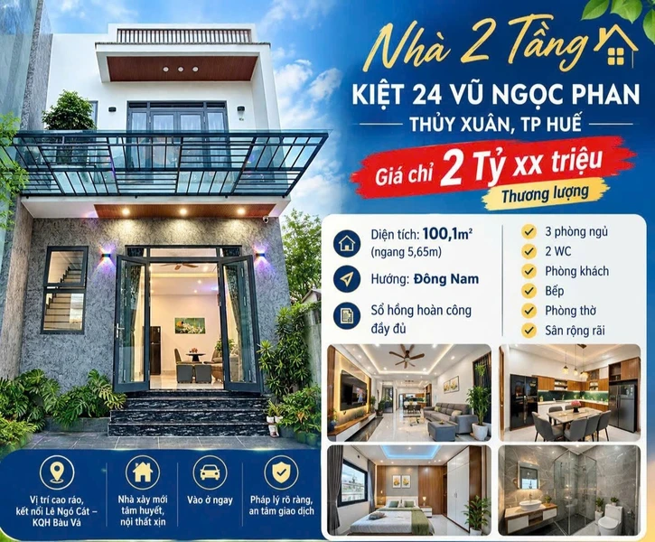 Bán nhà 2 tầng 100m2 giá 2 tỷ Phường Thủy Xuân Huế