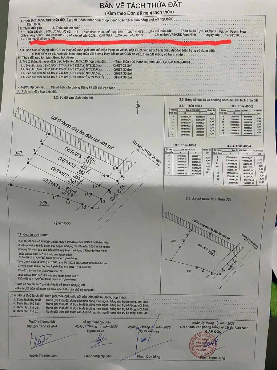 Bán sỉ 23 lô đất phân lô 5004m2 mặt tiền QL1A, Vạn Hưng, Vạn Ninh, Khánh Hòa - Ảnh thu nhỏ 5