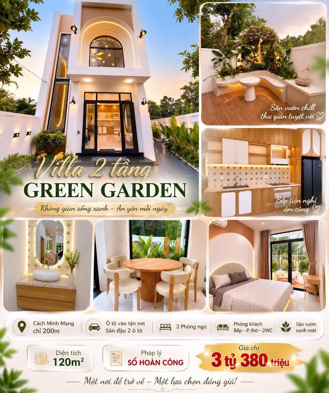 Bán villa vườn 2 tầng 120m² khu Green Garden Huế, giá 3,38 tỷ - Ảnh 1