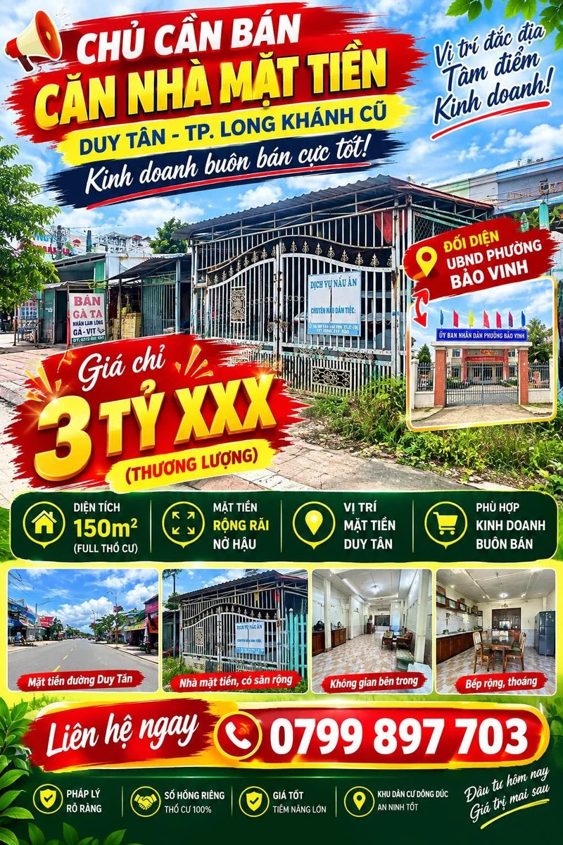 Bán nhà mặt tiền Duy Tân Long Khánh 150m² - Ảnh 1
