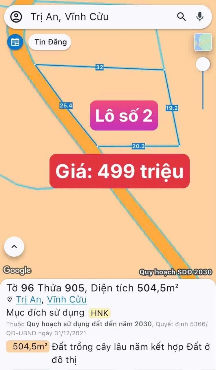 Bán đất 1000m² 2 mặt tiền Trị An, Đồng Nai - Ảnh 1