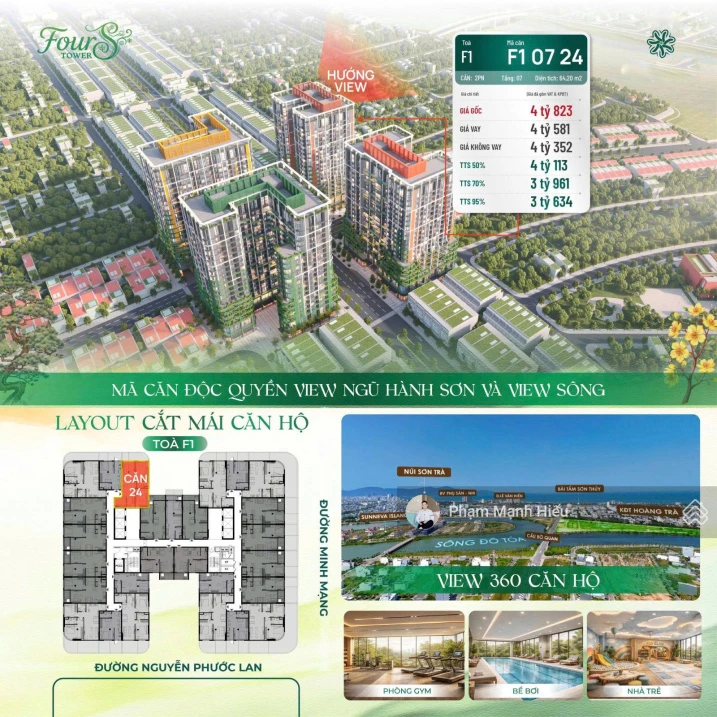 Căn ngoại giao tòa F1 FourS Tower sân vườn siêu đẹp tầng cao view biển, view pháo hoa CK 5% ER - Ảnh 1