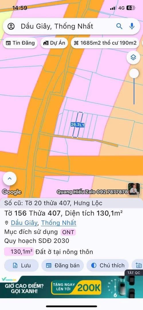 Bán đất Dầu Giây Đồng Nai 115m² dưới 600 triệu - Ảnh 1