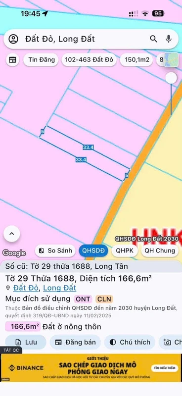 Bán đất 166,6m2 mặt tiền bê tông Đất Đỏ 550 triệu