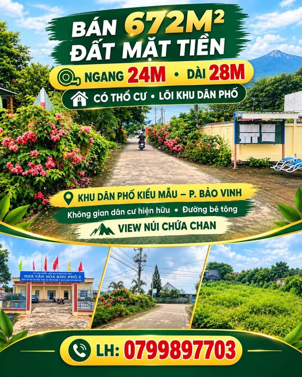Bán đất lõi dân Bảo Vinh 168m² mặt tiền 6m, 680 triệu