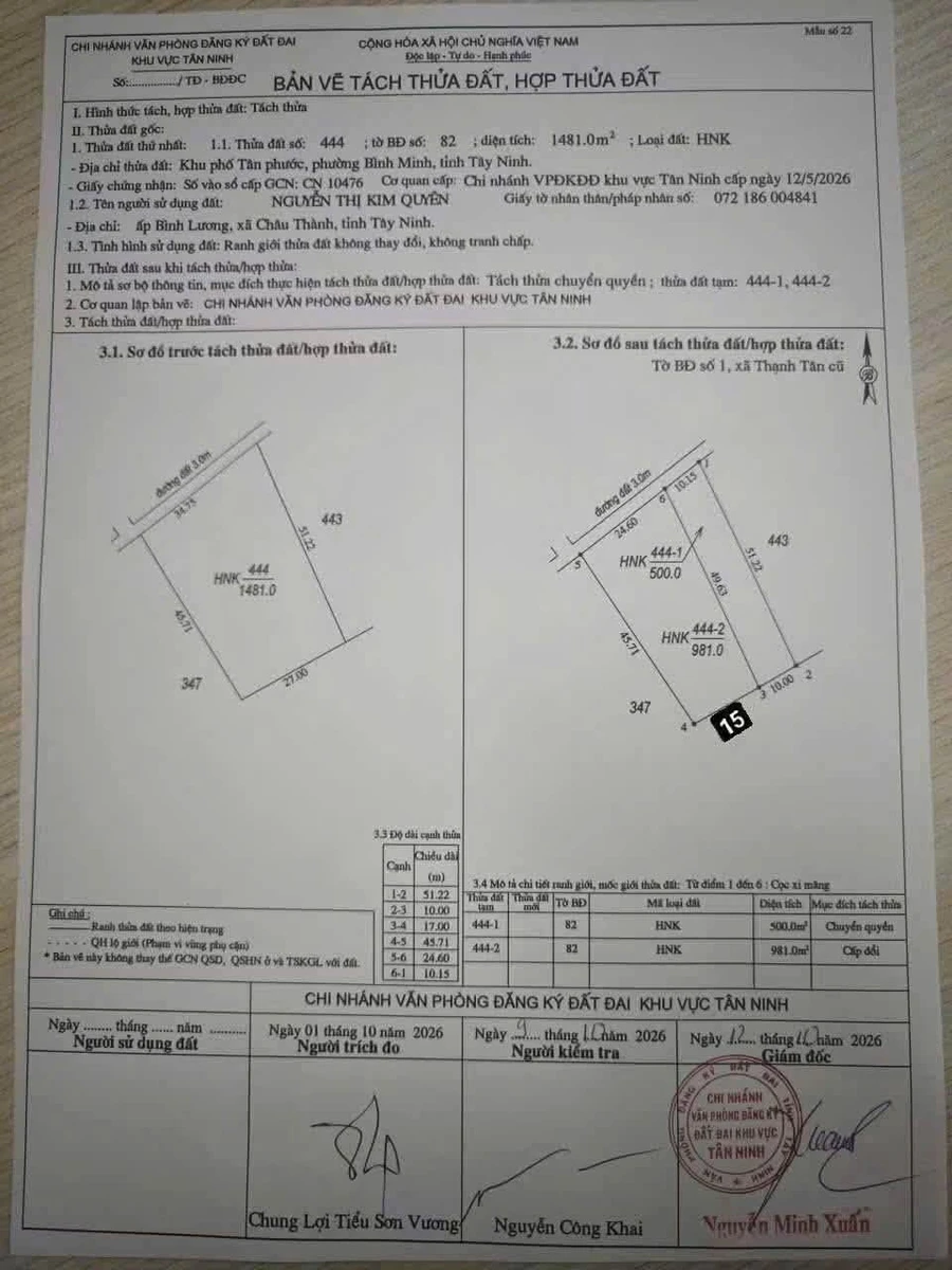 Bán đất Phường Bình Minh, Tây Ninh, 24x49.6m, 399 triệu - Ảnh thu nhỏ 5