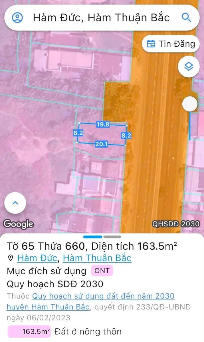 Bán đất 163m2 mặt tiền Quốc lộ 1A, Hàm Thuận Bắc, Lâm Đồng, giá 1,2 tỷ - Ảnh thu nhỏ 3