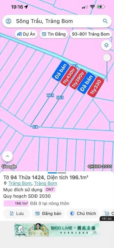 Bán đất nền 175m² gần KCN Bàu Xéo, Trảng Bom, Bình Dương