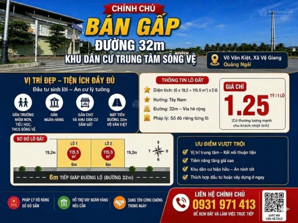 Chính chủ bán đất trung tâm TT Sông Vệ - Ảnh thu nhỏ 2