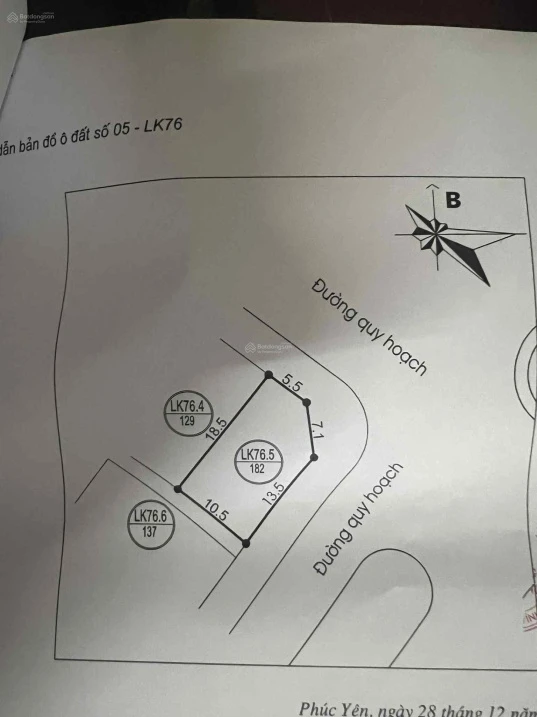 Bán lô 182m2 đất chính chủ 2 mặt tiền. Mặt tiền chính 13.5m. KĐT Hùng Vương - Phúc Yên - Ảnh 1