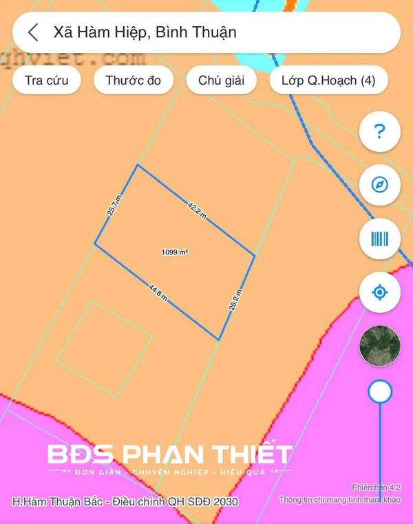 Bán đất vườn Hàm Hiệp 1.100 m² mặt tiền 26m