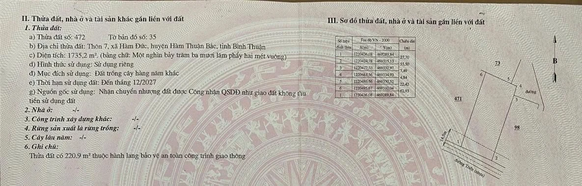 Bán 1,7 sào đất mặt tiền 27,7m đường nhựa 715 xã Hàm Thuận gần sân bay Thiện Nghiệp - Ảnh thu nhỏ 4