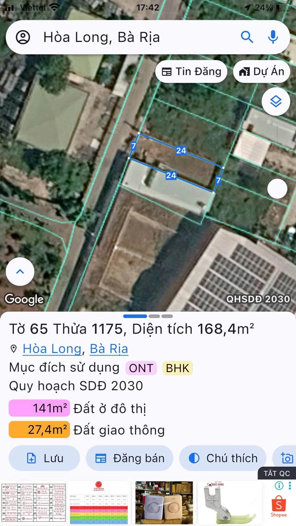 Bán lô đất Hoà Long Bà Rịa 168m² giá 1 tỷ 699 triệu - Ảnh 1