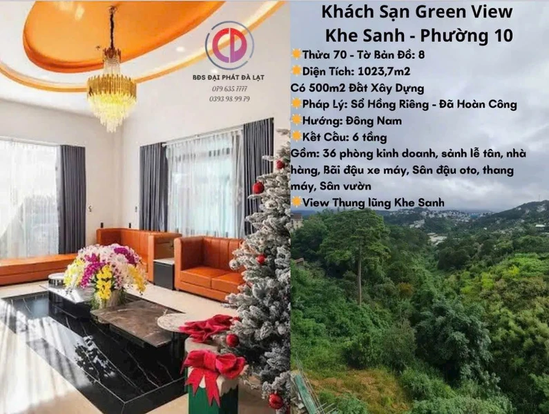 Bán khách sạn mặt tiền 1023.7 m² 75 tỷ Đà Lạt