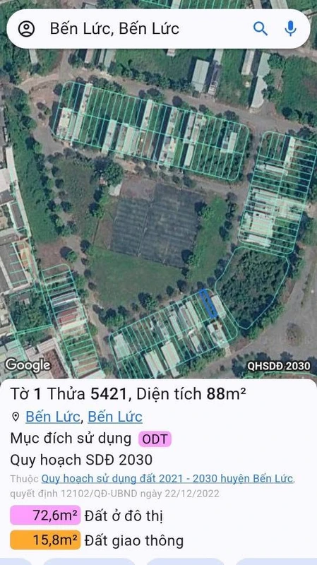 Bán đất thổ cư 88m² Thị Trấn Bến Lức Long An 1,7 tỷ