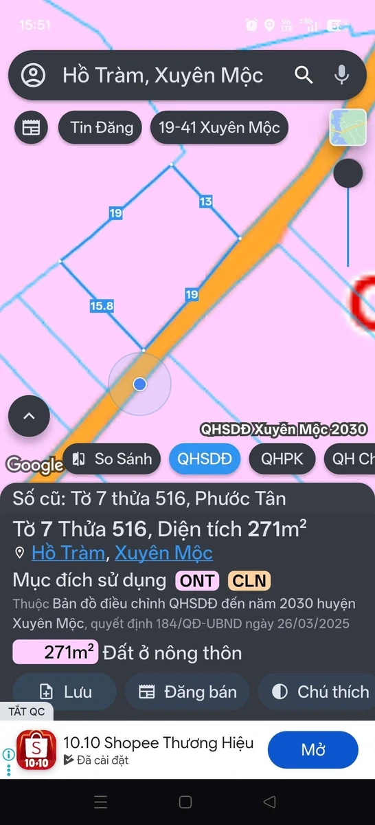 Bán đất Phước Tân 385m2, giá 1 tỷ 2 tại Hồ Tràm - Ảnh 1