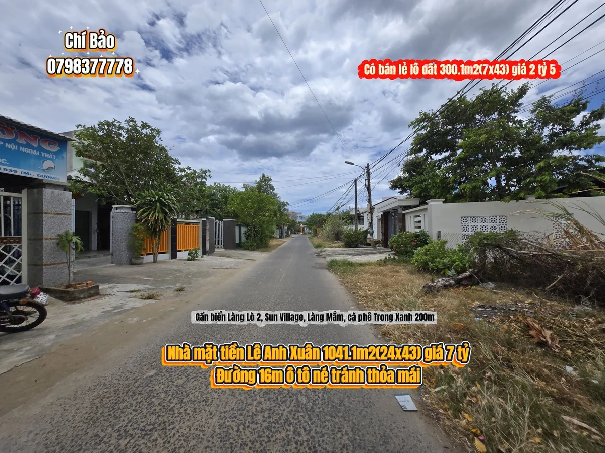 Bán đất mặt tiền Lê Anh Xuân 1041m² gần biển, 7 tỷ - Ảnh 1