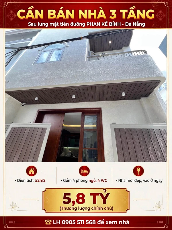 Bán nhà 3 tầng 53m² sát chợ Đống Đa, Đà Nẵng