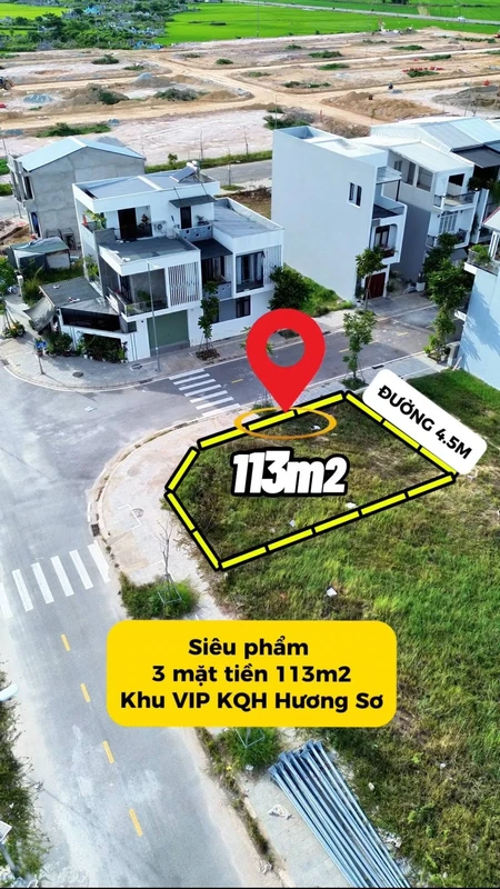 Bán đất 113m² 3 mặt tiền Nguyễn Văn Linh Huế, 2,3 tỷ