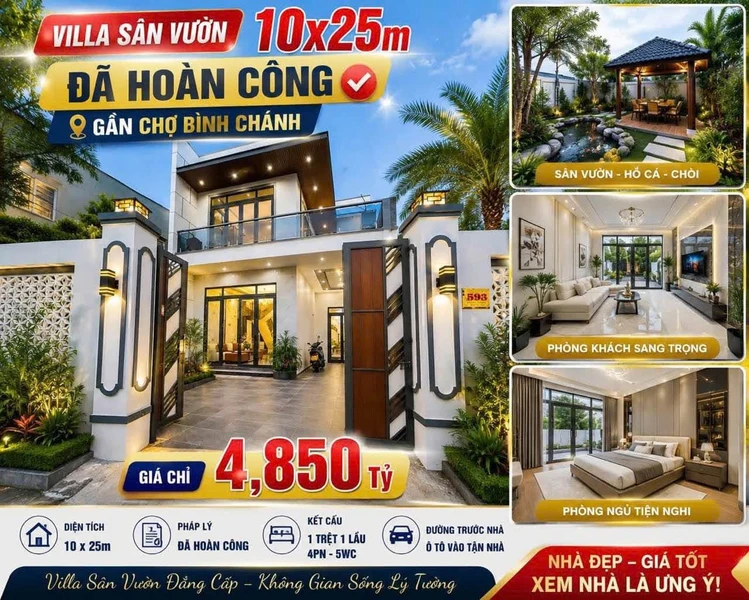 Bán villa sân vườn 250m² 4 phòng ngủ Xã Phước Lý Tây Ninh