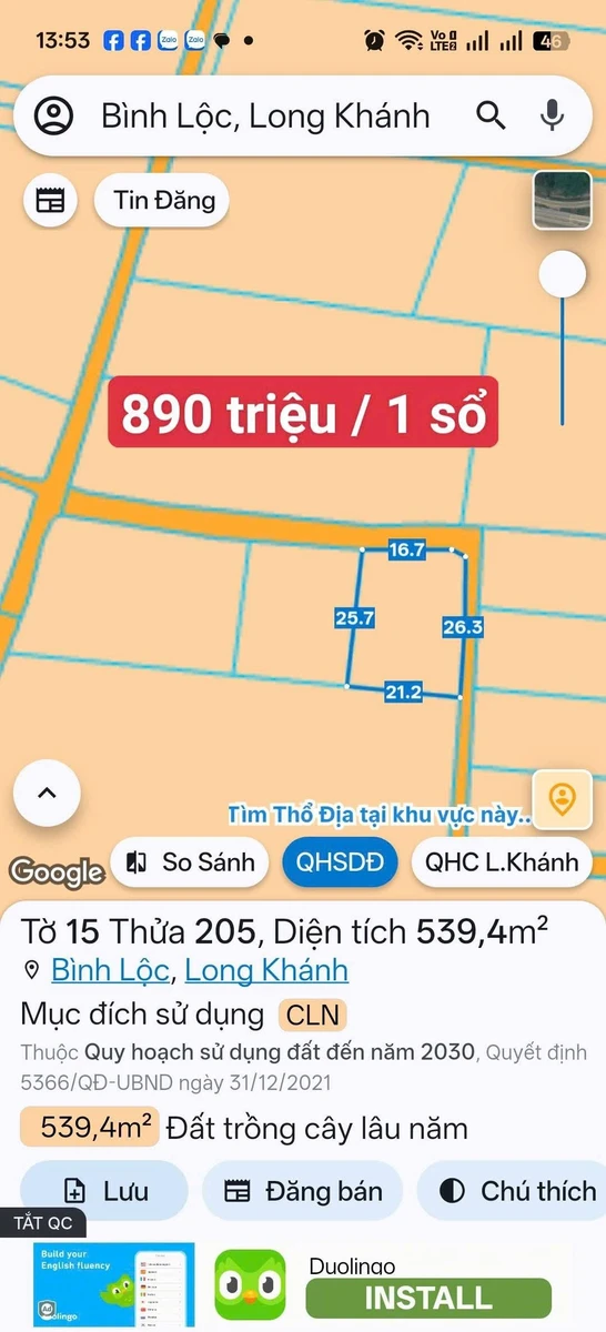 Bán đất vườn chôm chôm 539m² Long Khánh 890 triệu - Ảnh 1