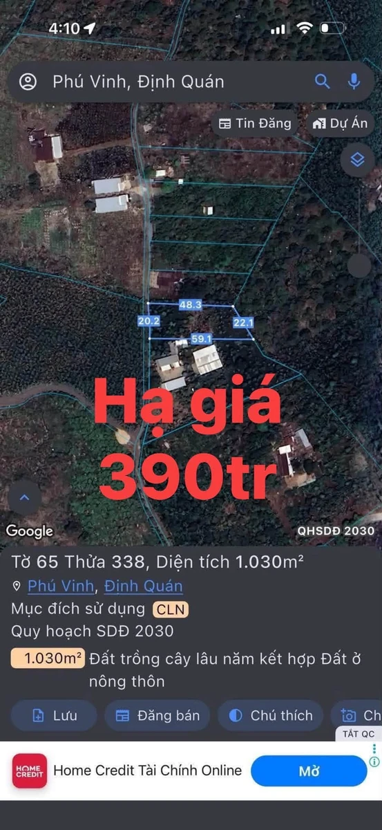 Bán đất 1 sào (1180m²) Phú Vinh Đồng Nai 390 triệu - Ảnh thu nhỏ 2