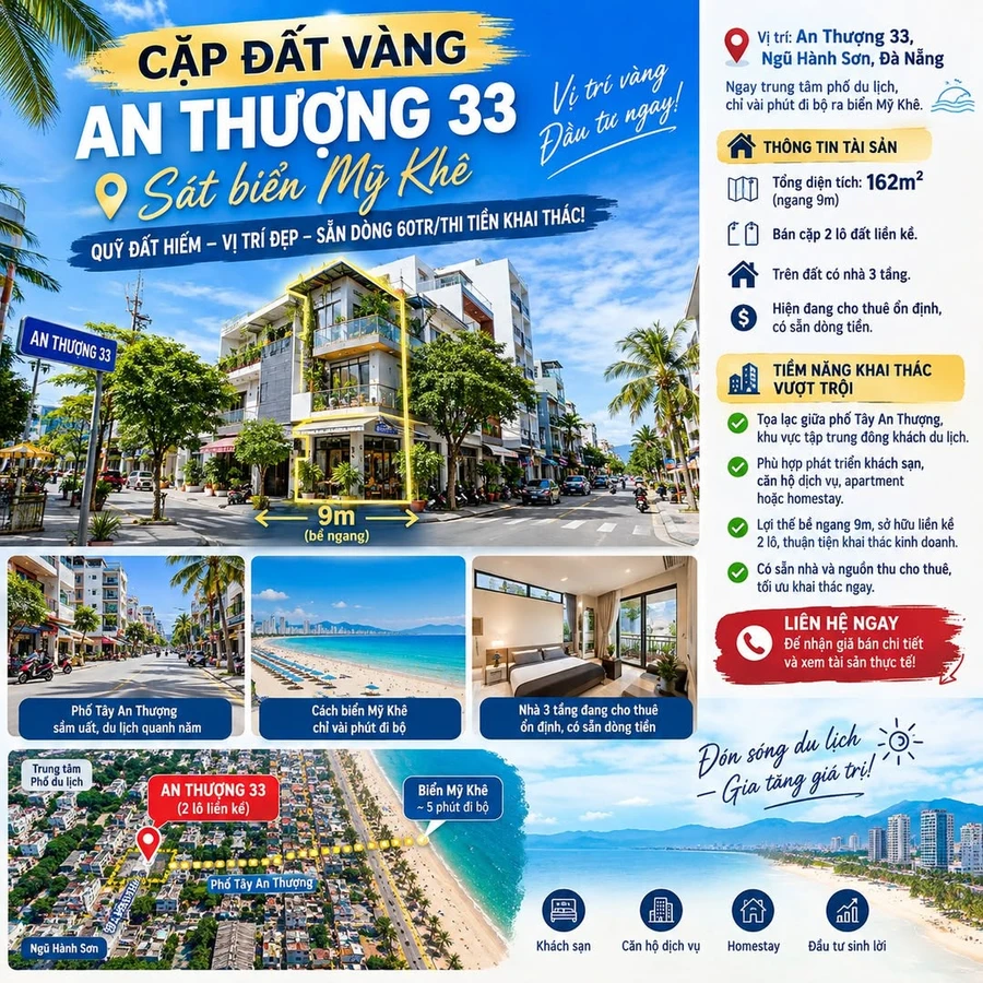 Bán đất An Thượng 33 162m² sát biển Mỹ Khê Đà Nẵng - Ảnh 1