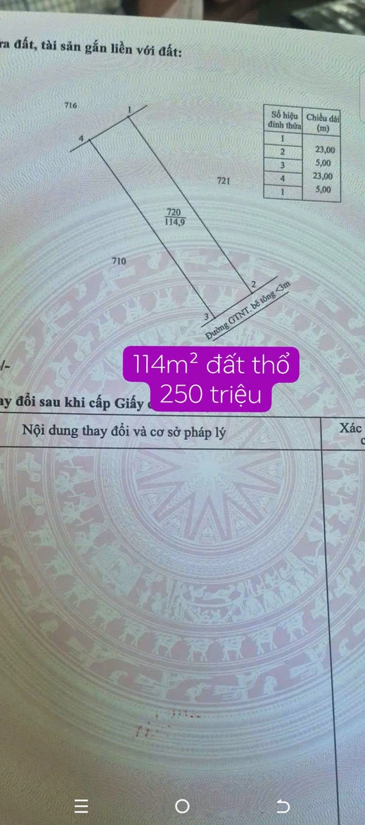 Bán đất thổ cư 115m² tại Châu Thành, Long An - 250 triệu - Ảnh 1