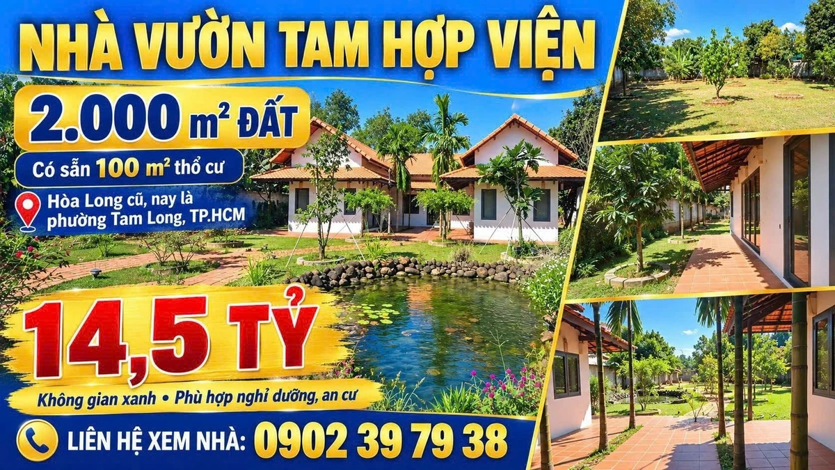 Bán nhà vườn tam hợp viện 2000m² 14,5 tỷ Tam Long - Ảnh 1