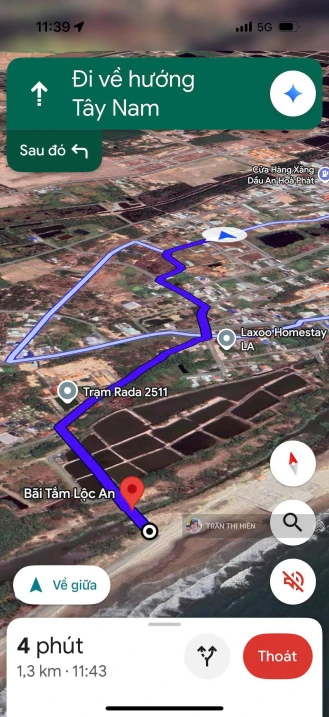 Lộc An siêu đẹp, rẻ - cách biển 1km - DT 148,5m2 - ngang 5,5m x 27m, sẵn 100m2 thổ cư - Ảnh thu nhỏ 5