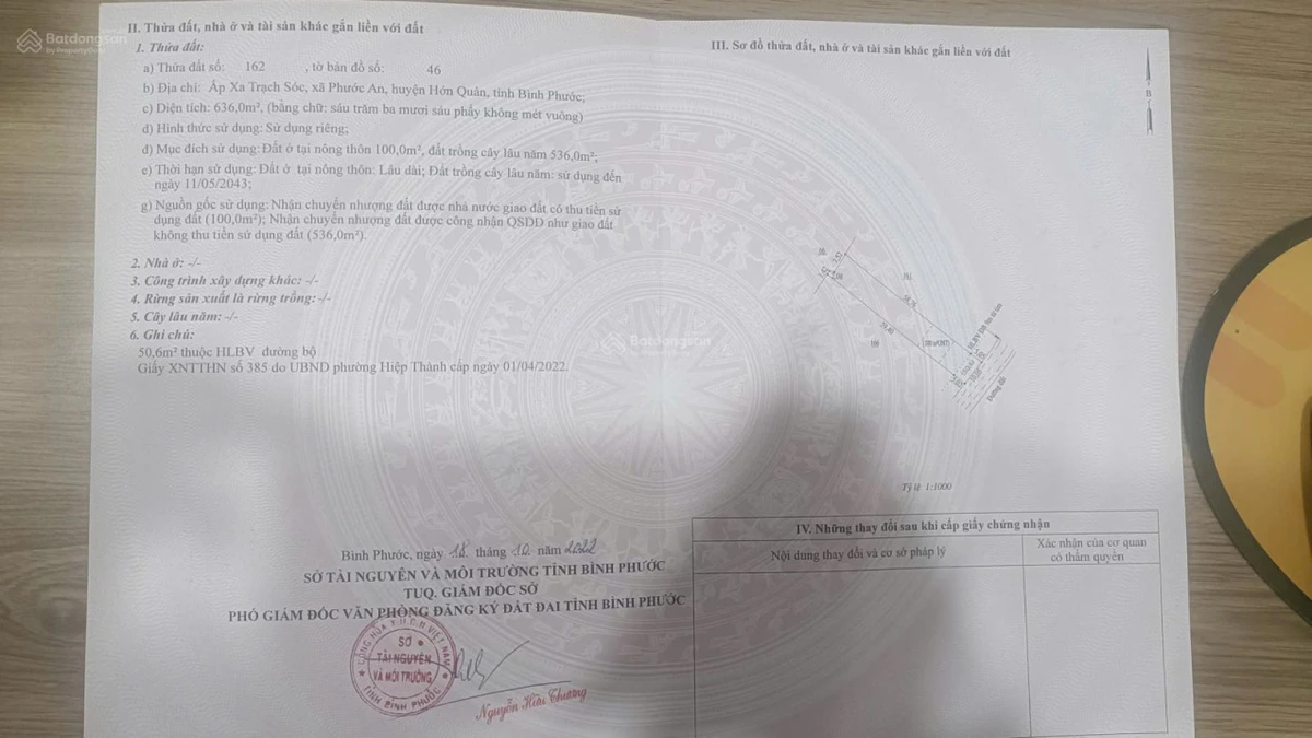 Bán đất Ấp Xa Trạch, xã Phước An, huyện Hớn Quản, Bình Phước - 636m², giá 900 triệu - Ảnh 1