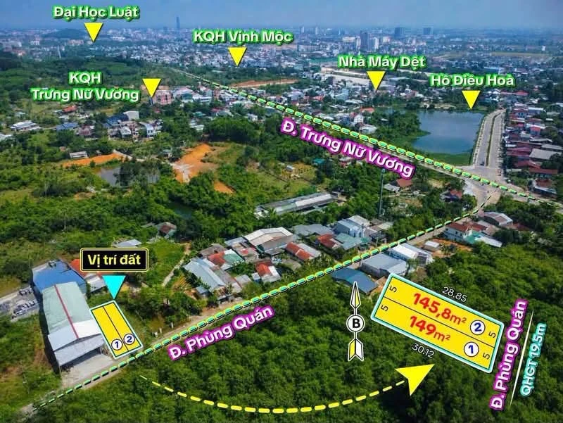 Bán đất nền mặt tiền Phùng Quán Huế 147m² giá 2,1 tỷ - Ảnh 1