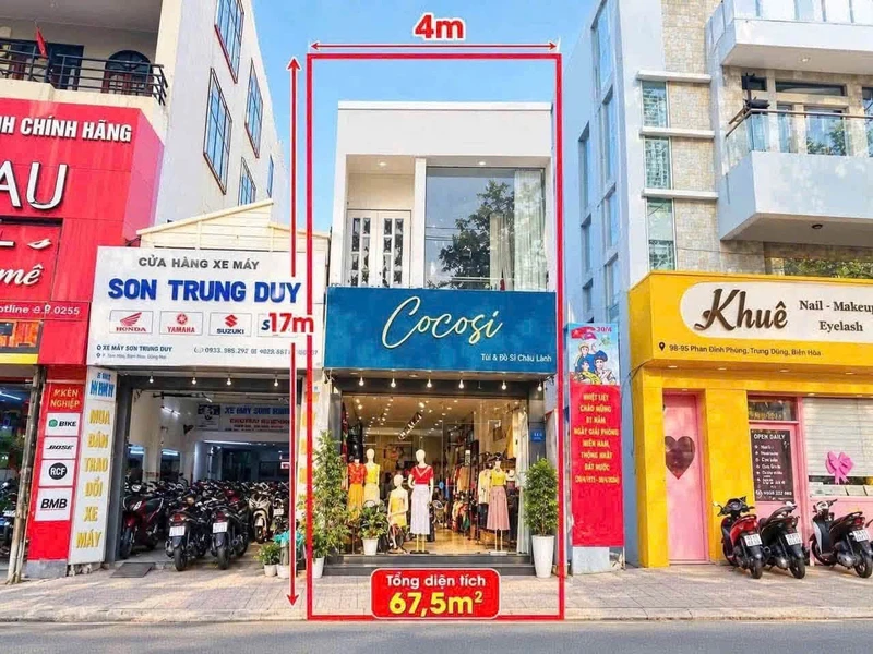 Bán nhà góc 2 mặt tiền Phan Đình Phùng, 67.5m2, 8,5 tỷ, Biên Hòa