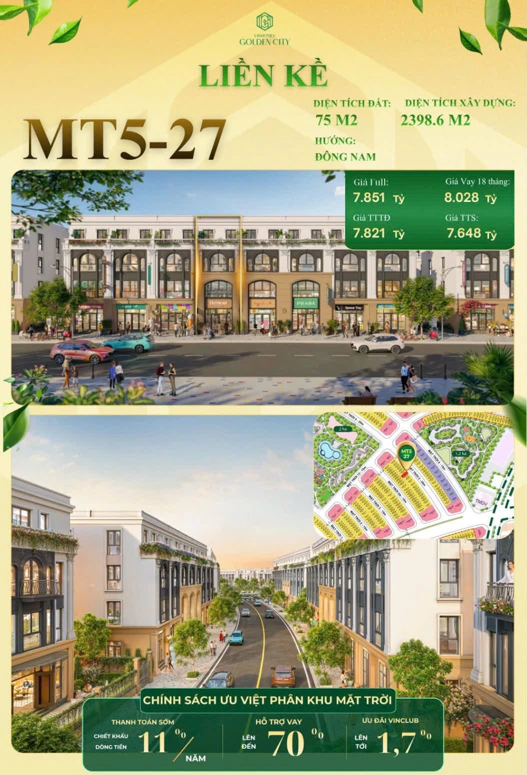 Bán liền kề Vinhomes Golden City 239m² giá 3,5 tỷ - Ảnh 1