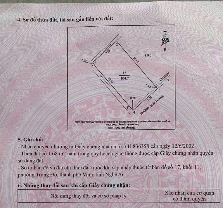 Bán lô đất mặt đường Hoài Thanh, 104.7m2, 4 tỷ, Nghệ An - Ảnh 1