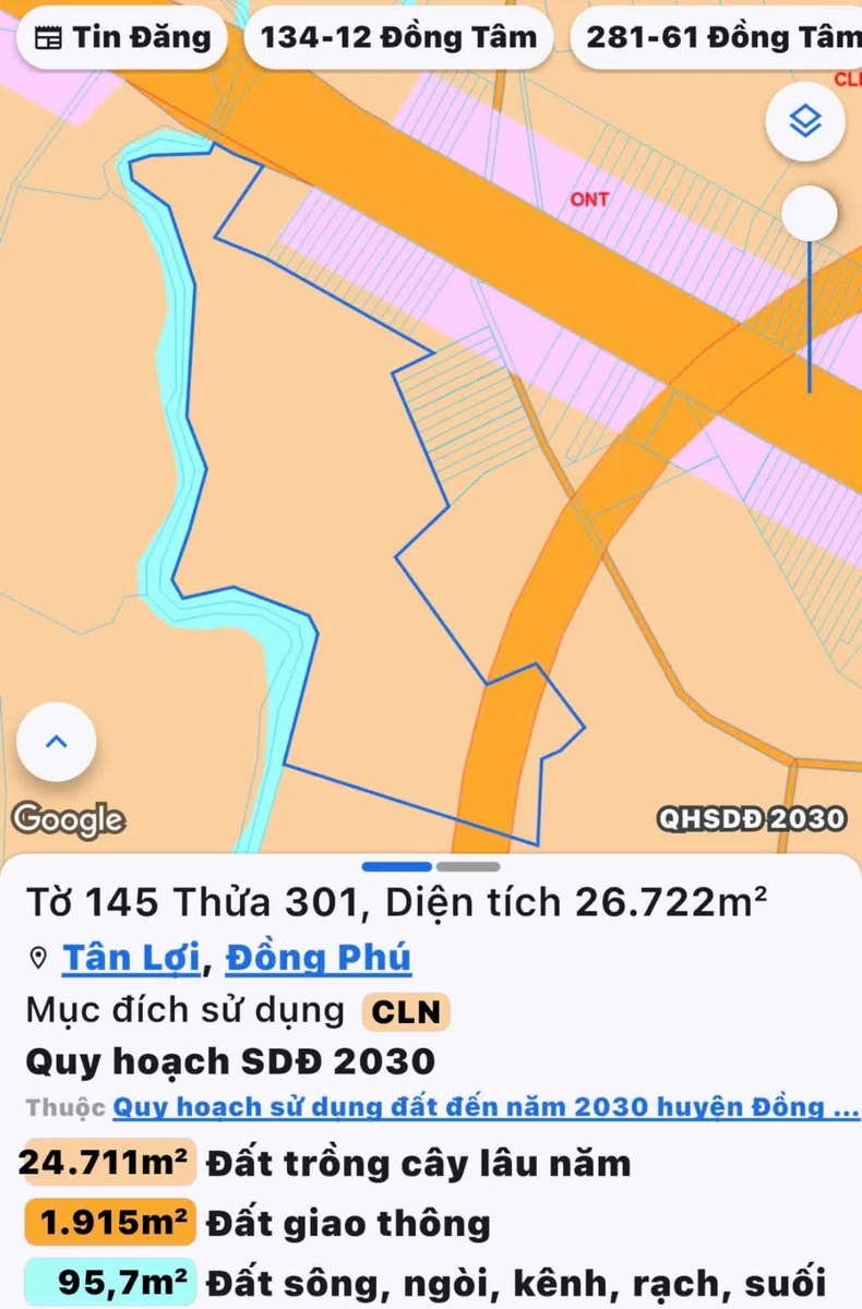 Bán đất 2,7 ha mặt tiền Tuyến 4, Tân Lợi, Đồng Phú, Bình Dương - Ảnh thu nhỏ 2